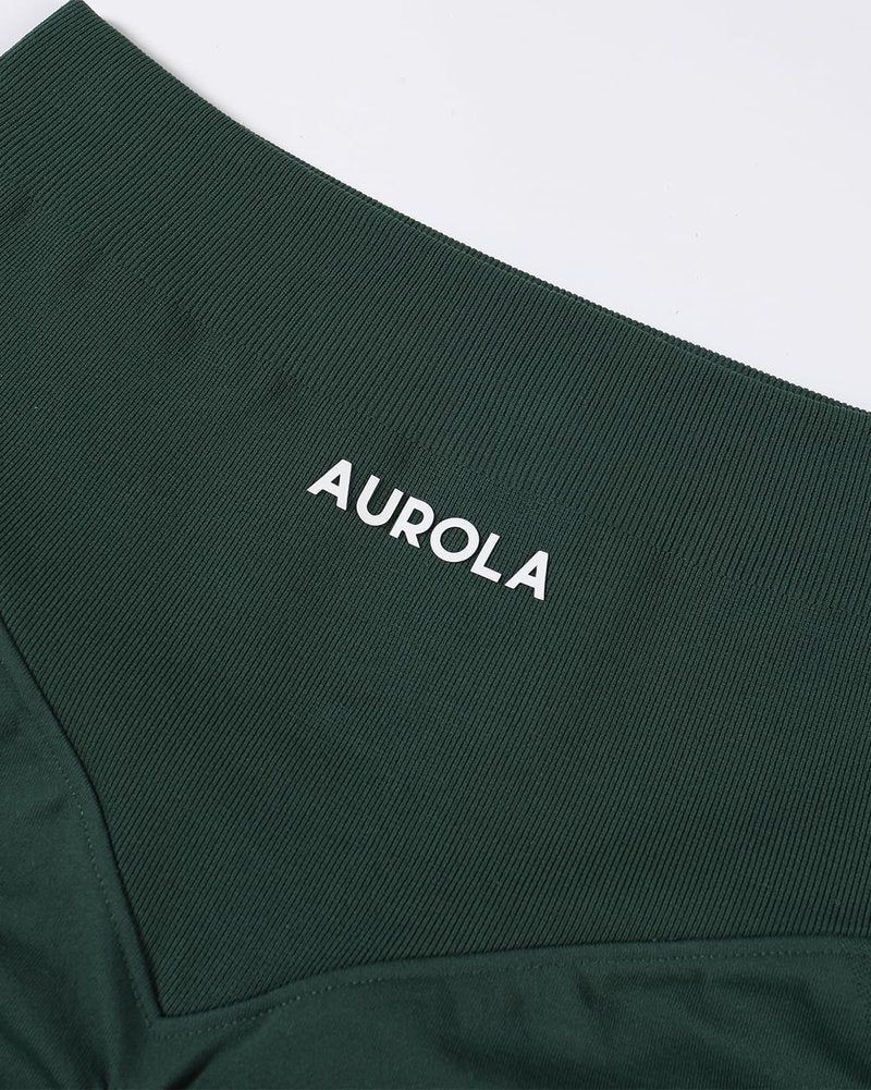 AUROLA Impressive Collection Workout Shorts for Women,High Waisted V-Shape Seam Gym Embossed Logo Athletic Fitness Short(Eden Green,M)