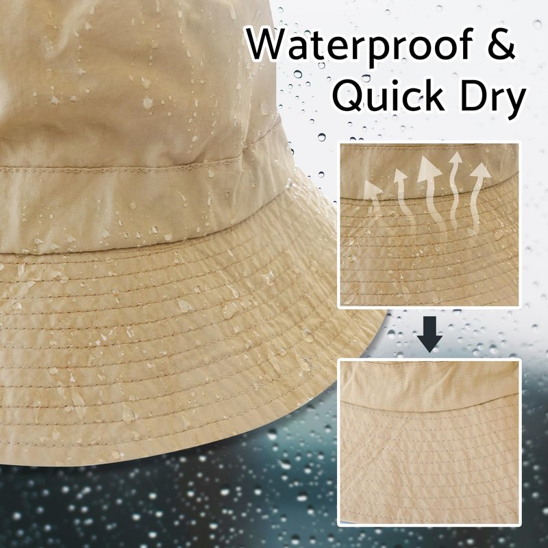 PFFY Packable Sun Bucket Hat for Women Outdoor UV Protection Sun Hats Waterproof Lightweight Hiking Outdoor Cap Blue
