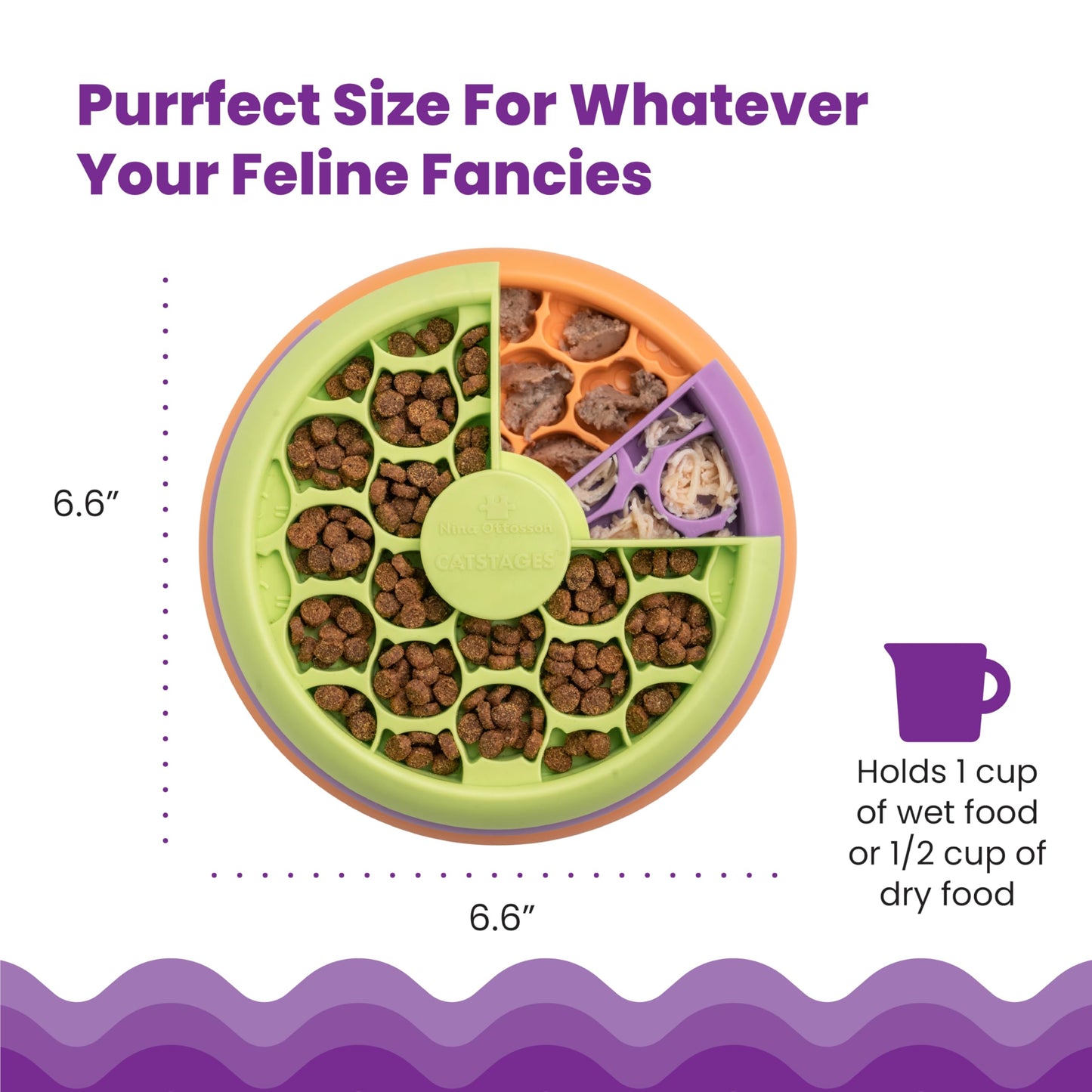 Catstages Kitty Lickin' Layers 3-Tier Interactive Cat Slow Feeder Treat Puzzle Toy, Dry or Wet Food, Mental Stimulation, Foraging, 6.6 inches, 80+ Compartments