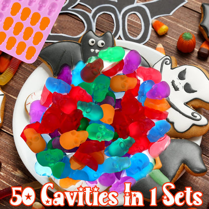 Palksky Skull Gummy Silicone Mold Sugar Chocolate Candy Molds,Skull Silicone Mold for Gummies for Kids,Halloween Jello Molds，(4PCS)