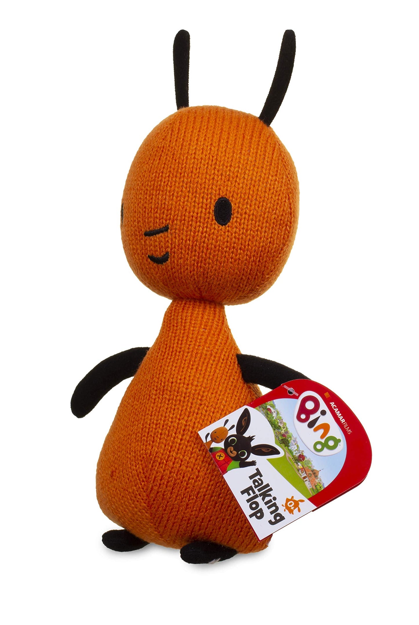 Bing toys, talking Flop teddy bear. Flop makes sounds like he does in the Bing CBeebies TV Show. Perfect toddler toys, Orange