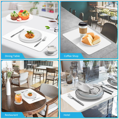 APLKER Placemats and Coasters Set of 6, Heat Insulation PU Leather Table Mats Non-Slip Washable Waterproof Kitchen Dining Place Mats for Home Restaurant Hotel - White