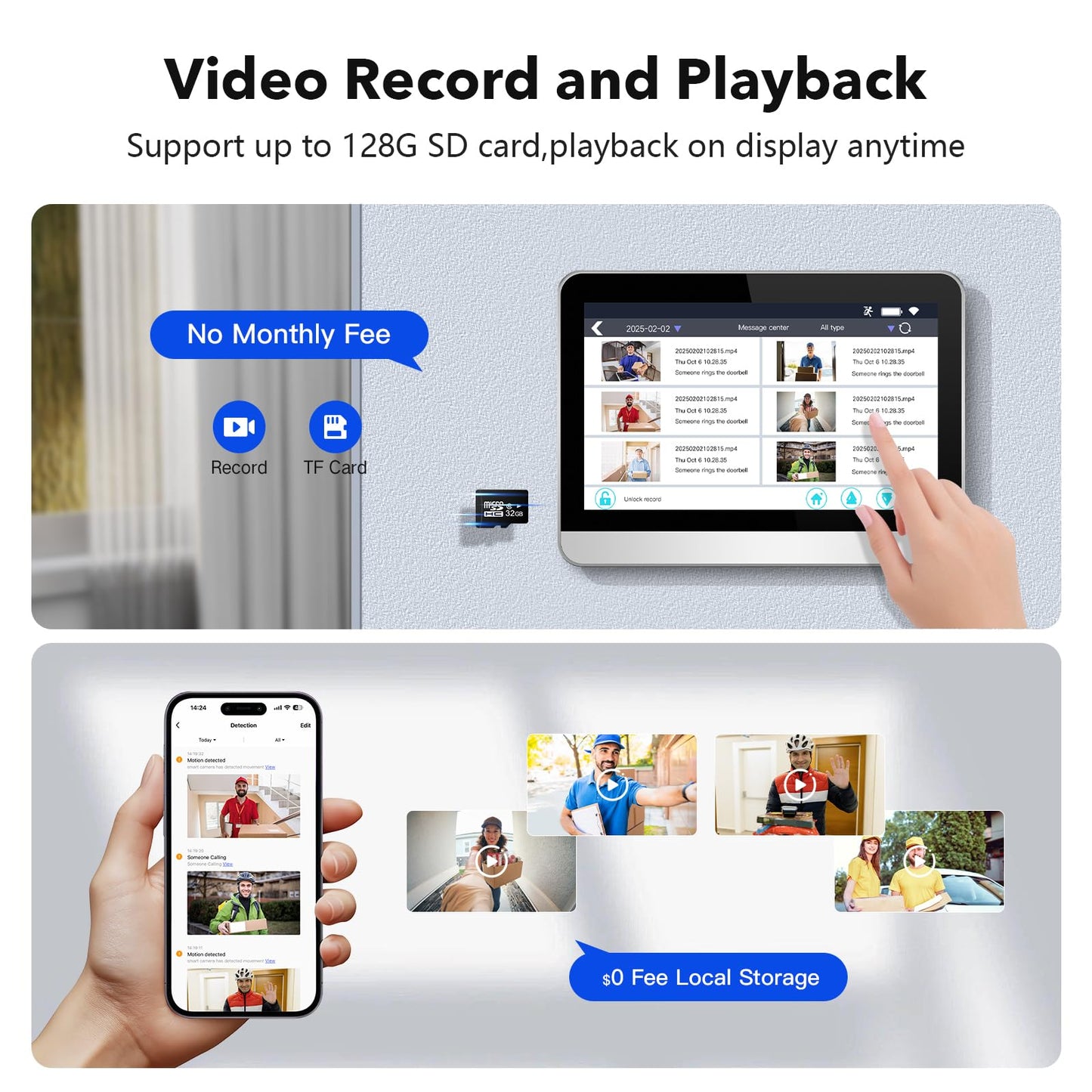 Bvavo Wireless Doorbell Camera with Monitor Video Door Phone Intercom System 1080P 7'' Touch Screen Two-Way Audio Smart Door Bell with Night Vision, Motion Detection, No Monthly Fees, Tuya APP
