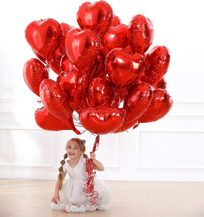 30 pcs Red Heart Balloons 18" Foil Love Balloons Mylar Balloons, heart balloons Valentines Day Decorations Balloons for Valentines Day,Propose wedding Party Backdrop Birthday Party Supplies