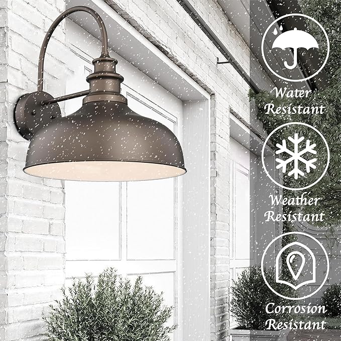 Bestshared 16 Inch Large Gooseneck Barn Light Farmhouse Wall Mount Light Fixture Exterior Sconce Lighting Outdoor Wall Lantern Light Vintage Farmhouse Barn Light(ORB+White, 16"-1pack)