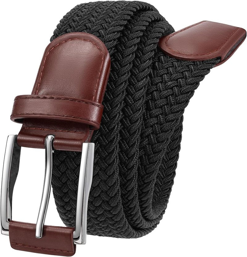 Braided Stretch Belt for Men - Elastic Woven Design for Golf, Casual Pants & Jeans