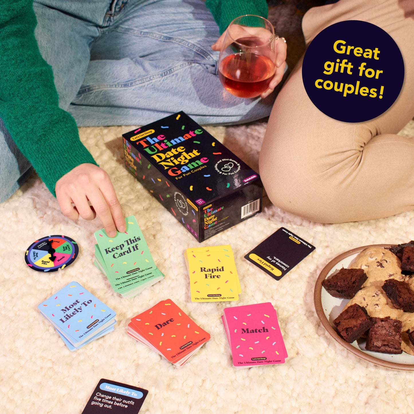 The Ultimate Date Night Game by Relatable, Great for Couples Games and Stay at Home Date Night Ideas, From The Makers of Let's Get Deep Relationship Card Game, Includes 200 Cards & Spinner