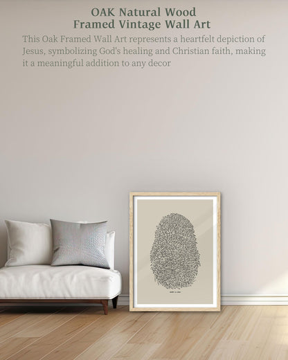 iHery Natural OAK Wood Jesus and Peter Walk on Water Framed Wall Art, 12x16 in Modern Sketch Bible Verses Canvas Art Decor, Beige Logs Boho Scripture 1Pack for Living Room Bedroom