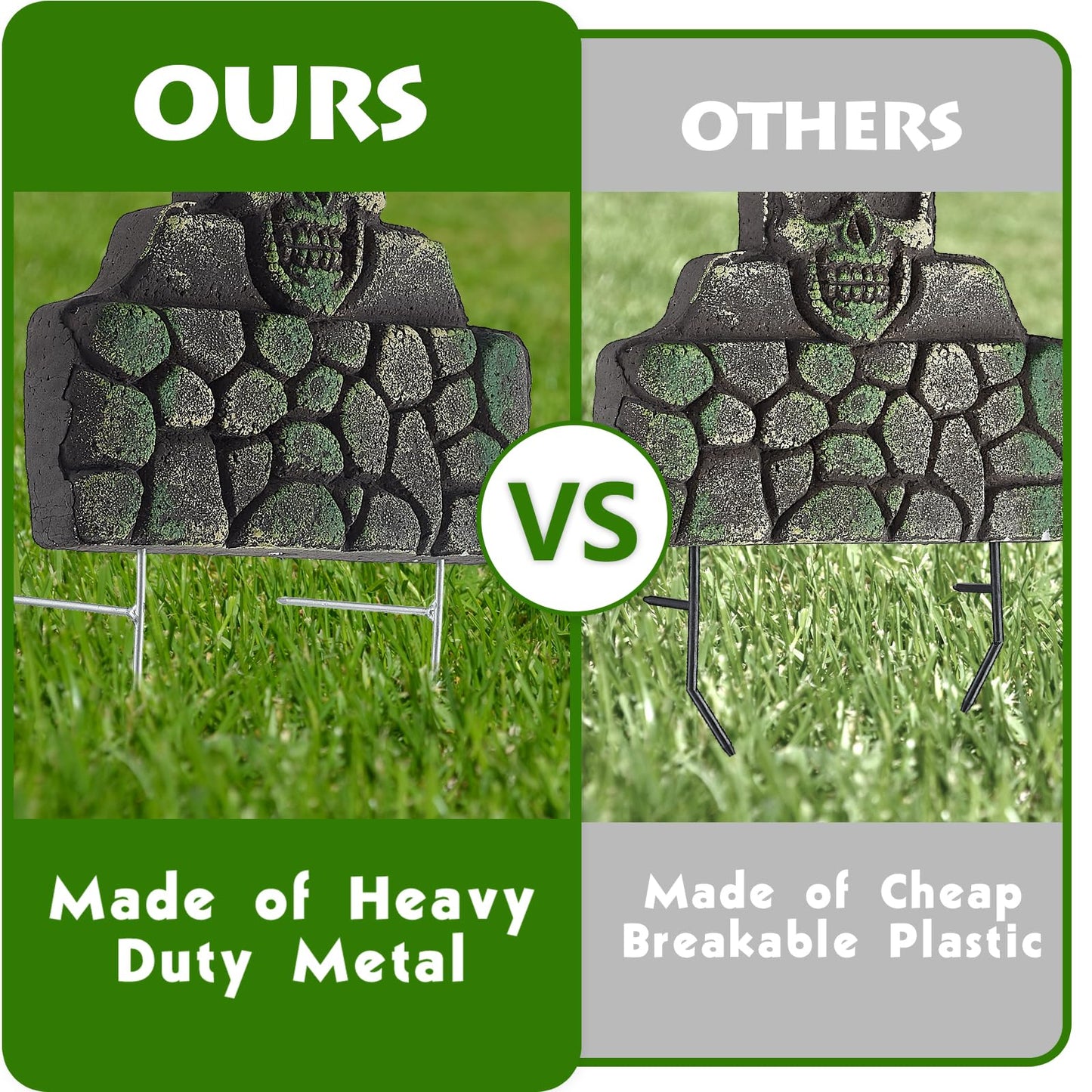 Pack of 24 Metal Halloween Tombstone Stakes Heavy Duty T-Shaped for Graveyard Styrofoam Decorations