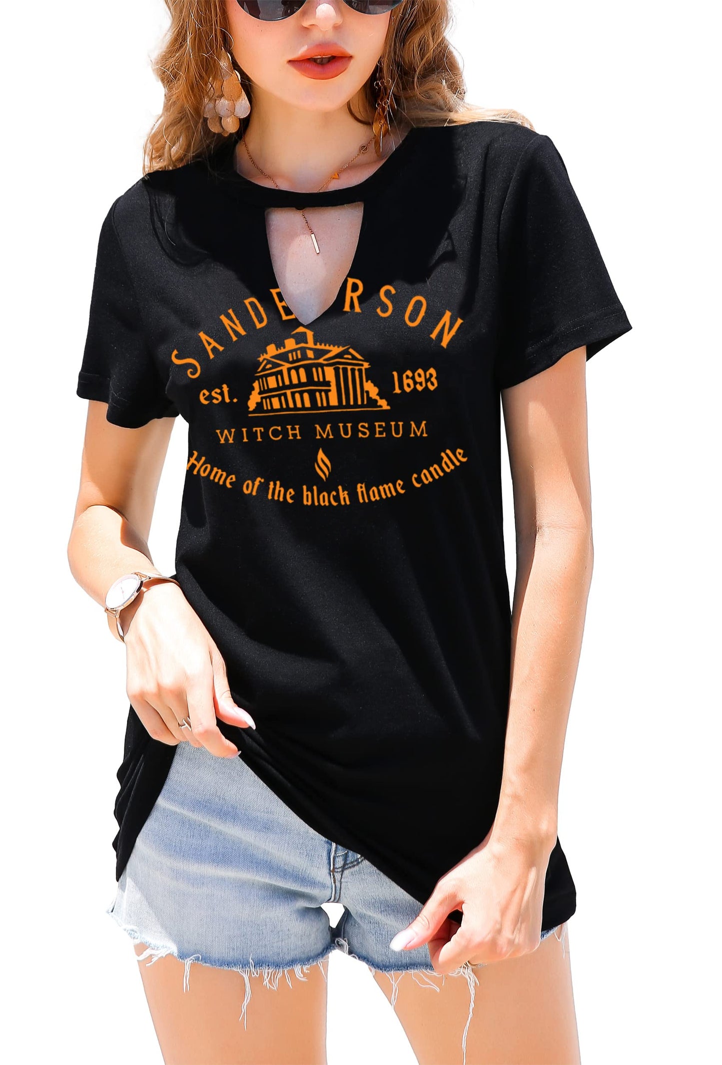 MAIHUN Halloween Shirt for Women Hocus Pocus Shirts Sanderson Sisters Scary Movies T Shirt Horror Squad Tee Tops