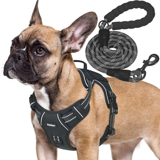 Beebiepet Heavy Duty Tactical Dog Harness for Medium Dogs, No Pull Adjustable Pet Harness Reflective Service Training Easy Control Pet Vest Military K9 Working Dog Harnesses- Medium, Black