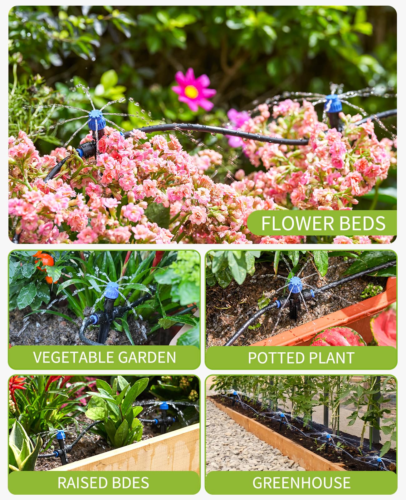 HIRALIY 210FT Drip Irrigation Kits for Plants, New Quick Connector Garden Watering System, Saving Water Automatic Irrigation Equipment for Patio Lawn