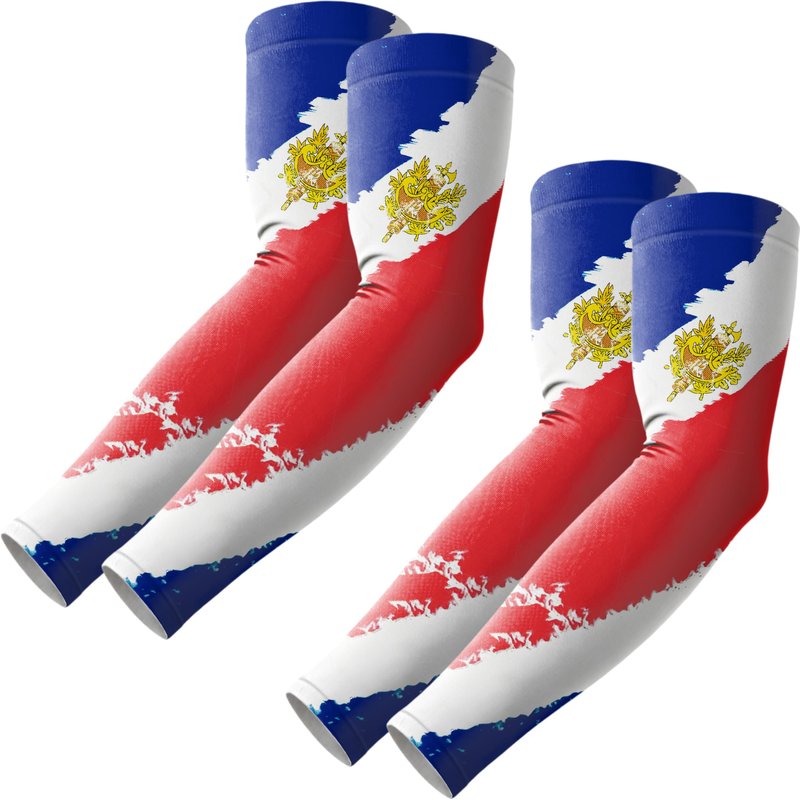 ROXUN 2 Pairs Flag Arm Sleeves Cooling UV Protection for Men Women Soccer Football Sports France Flag