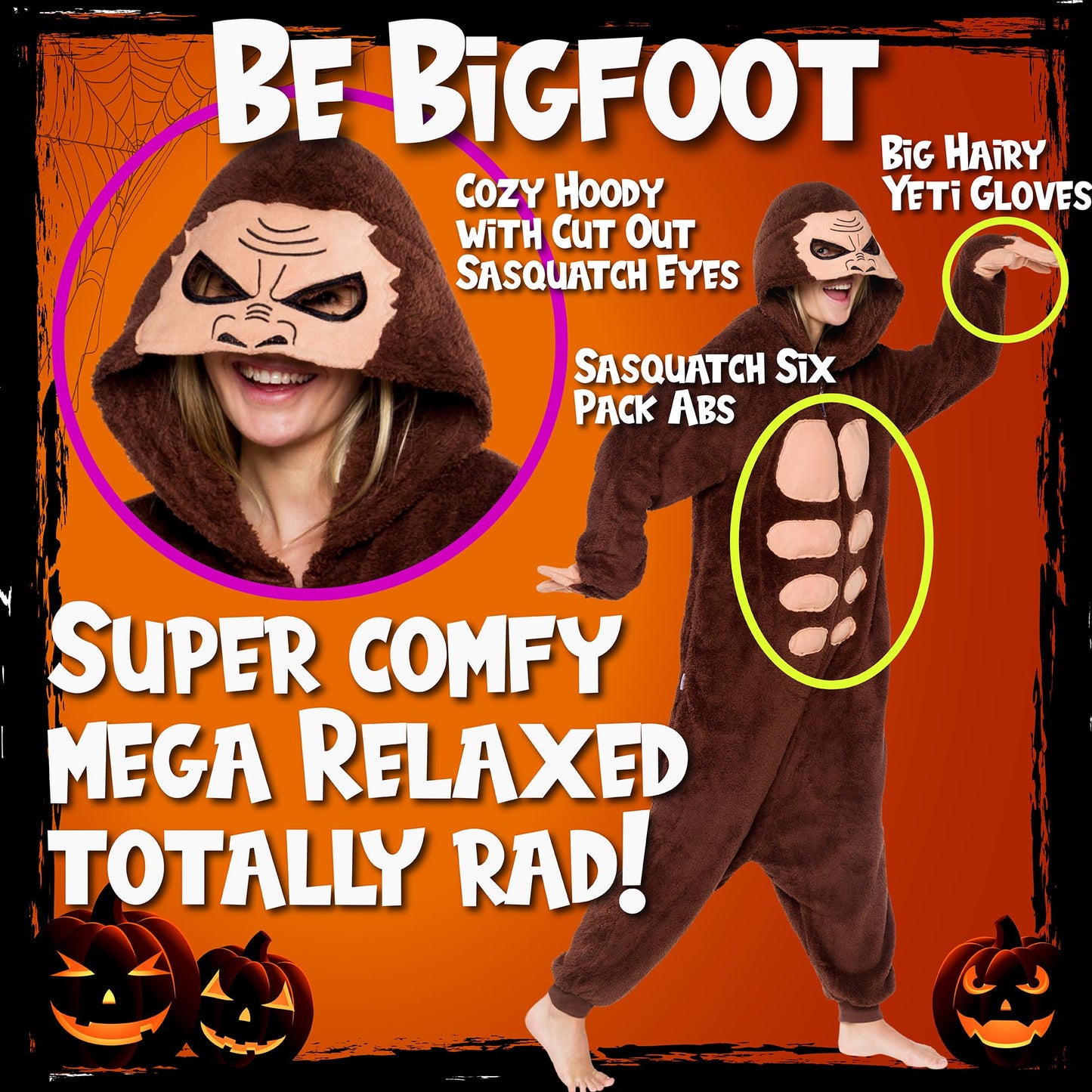 Funziez! Sasquatch Costume- Bigfoot - Yeti One Piece (Brown, Medium)