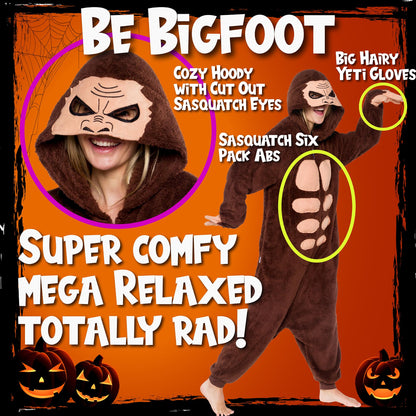 Funziez! Sasquatch Costume- Bigfoot - Yeti One Piece (Brown, Medium)