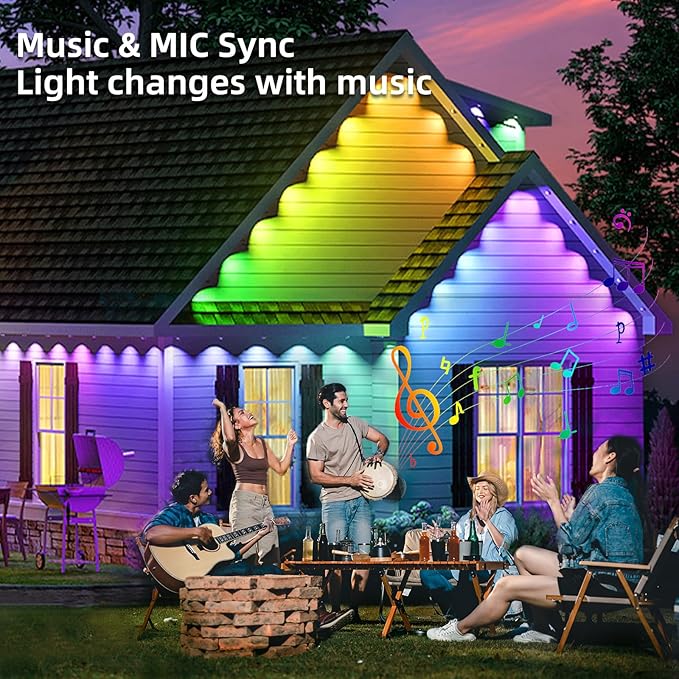 Smart RGB&IC Permanent Outdoor Lights, 50ft with 30 LED Eaves Light, Daily and Accent Lighting, 212 Scene Modes, Alexa & Google Assistant Compatible, Daily Party Halloween Christmas House Decor