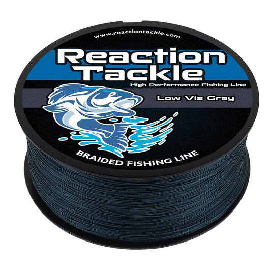 Reaction Tackle Braided Fishing Line - Pro Grade Power Performance for Saltwater or Freshwater Fish - Colored Fishing Line Braid for Extra Visibility - Low Vis Gray 50 Lb (1500 Yards)