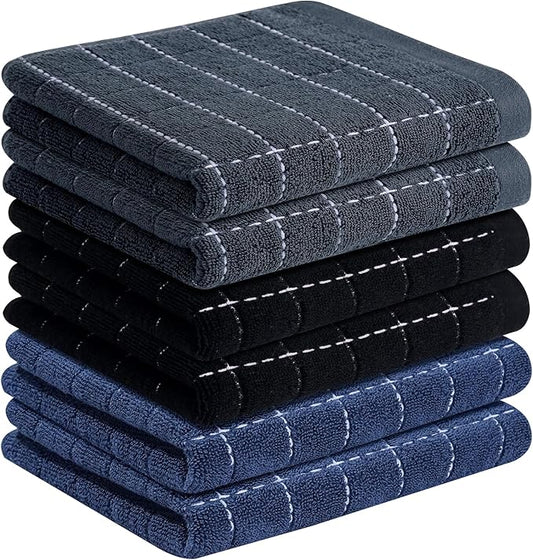 Homaxy 100% Cotton Terry Kitchen Towels, Checkered Designed, Soft and Super