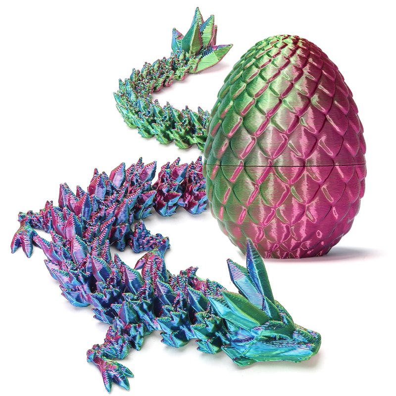 Zobetro Easter Basket Stuffers, 3D Printed Dragon Surprise Egg, Executive Dragon Fidget Desk Toys Decorative Easter Egg Fillers Easter Gifts for Boys Kids Home Decor ((Yellow&Green))