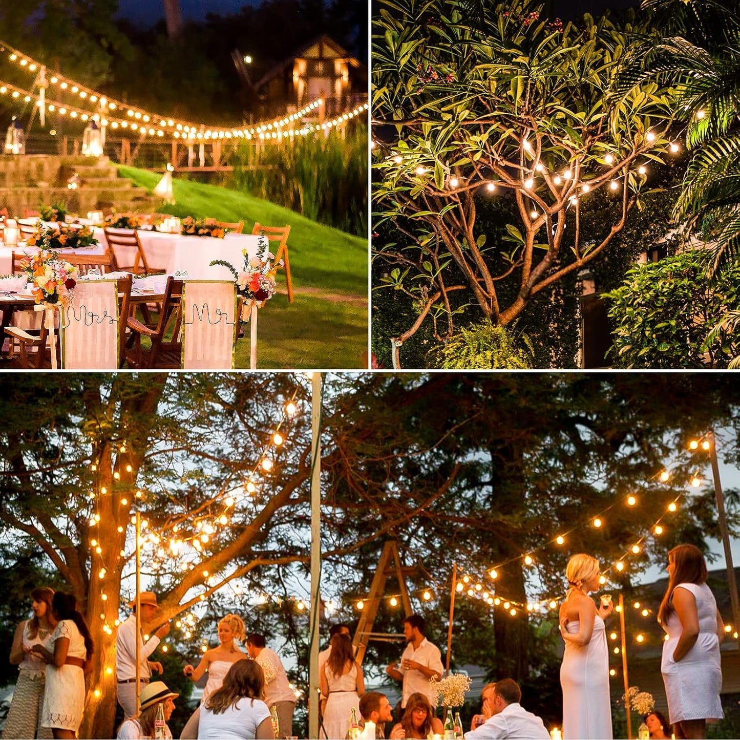 100FT G40 Solar String Lights, Globe Outdoor String Lights with 36 LED Shatterproof Bulbs, 2700K Shatterproof Patio Lights, Solar Powered Hanging Lights