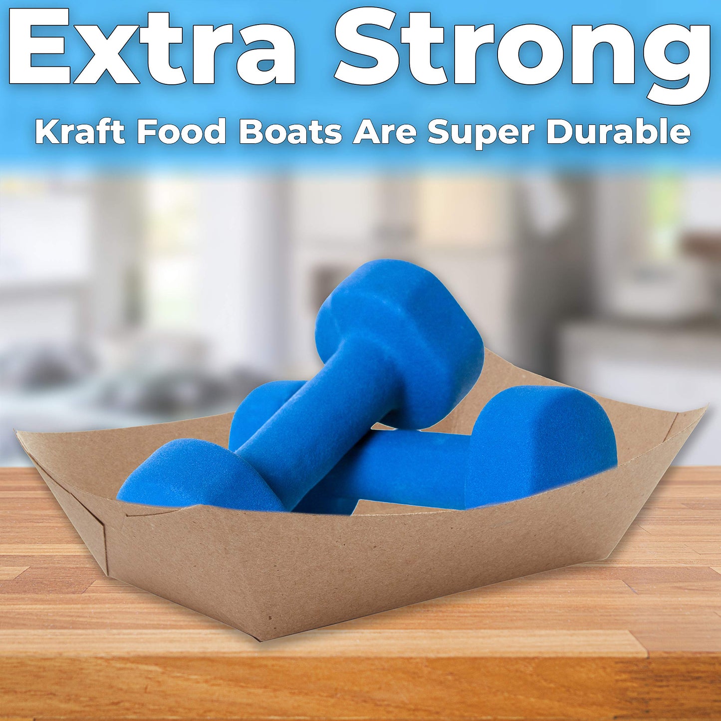 Avant Grub Eco Friendly USA-Made 3lb Food Holder Trays, 50-Pack. Compostable Kraft Paper Dishware Plates for Diners or Concession Stands. Sturdy Disposable 3lb Party Snack Boat. Ideal for Events!