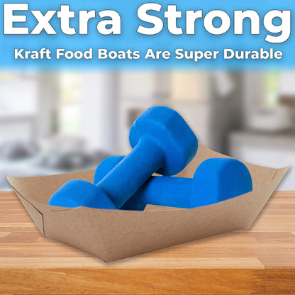 Avant Grub Eco Friendly USA-Made 3lb Food Holder Trays, 50-Pack. Compostable Kraft Paper Dishware Plates for Diners or Concession Stands. Sturdy Disposable 3lb Party Snack Boat. Ideal for Events!