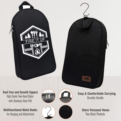 BOMKI Grilling & Camping Cooking Utensils - BBQ & Camping Kitchen Set - Cookware Accessories - Black Pro