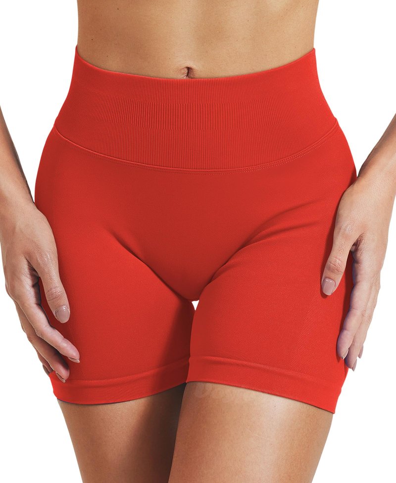 VOYJOY Women Workout Impact Shorts 2.5"/ 3.6"/ 4.5"/ 6" Scrunch Butt Lifting Gym Seamless Booty Biker Shorts Chili Red