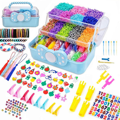 17000+ Loom Bands Kit - 40 Vibrant Colors Loom Bands – Rubber Bands Bracelet Making Kit with A,B,C Beads, S Hooks and Tools with Storage Box - DIY Arts & Crafts Gift for Girls & Boys