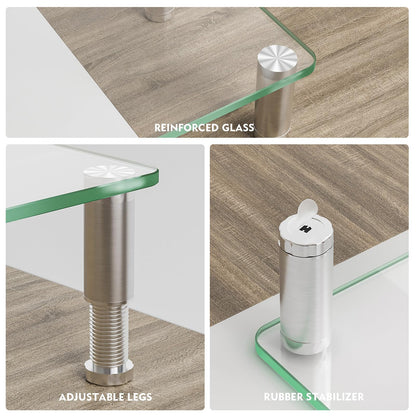 2 Pack Computer Monitor Riser with Height Adjustable Multi Media Desktop Stand for Flat Screen LCD LED TV, Laptop/Notebook/Xbox One