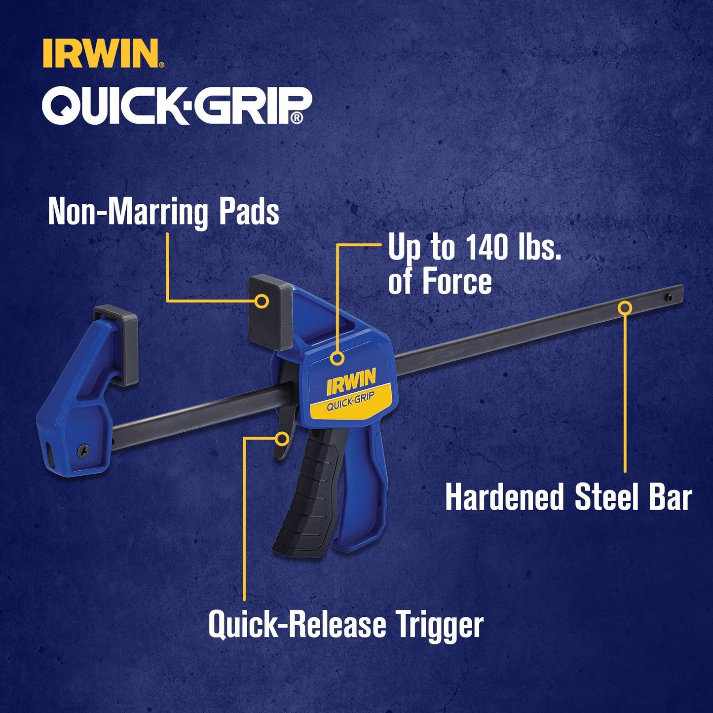 IRWIN QUICK-GRIP Clamps for Woodworking, One-Handed Bar Clamps, 6-Pack (1964749)