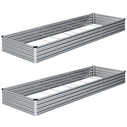 ZUNUDA 10×3×1FT(2PCS) Galvanized Raised Garden Bed Kit Metal Planter Boxes,Large Outdoor Planters Garden for Planting Vegetables,Flowers,Herbs -Silver