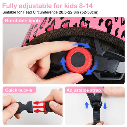 Helmet for Kids 8-14, Adjustable Kids Bike Helmet with DIY Cat Ears for Girls Youth for Skateboard Scooter Cycling Roller Skating, Pink