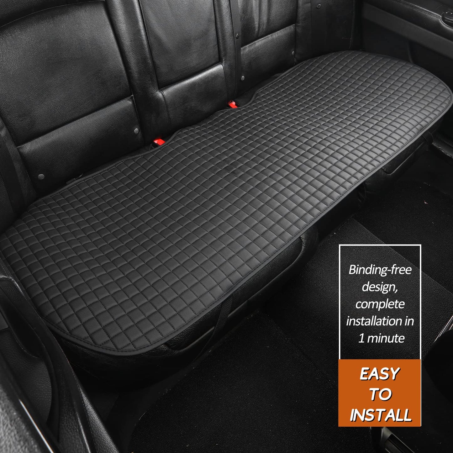 ZATOOTO Rear Car Seat Cover, 1PCS PU Leather Waterproof Car Seat Mat Cushion Protector for Back Seat, Anti-Slip & Comfortable, Black (ZD-ZXP-03H)
