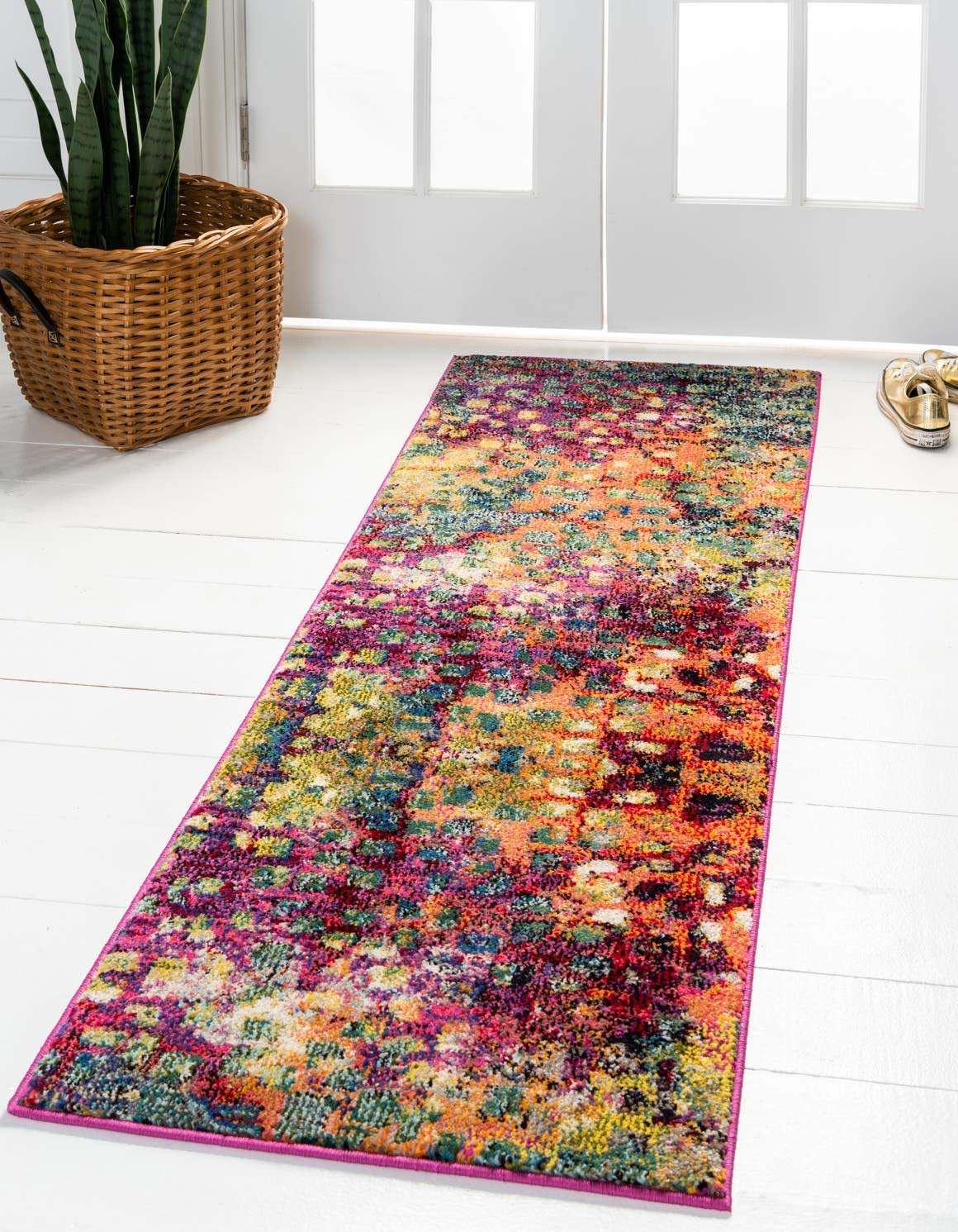 Unique Loom Jardin Collection Colorful, Vibrant, Abstract, Modern Area Rug (2' 7 x 8' 0 Runner, Multi/ Blue)