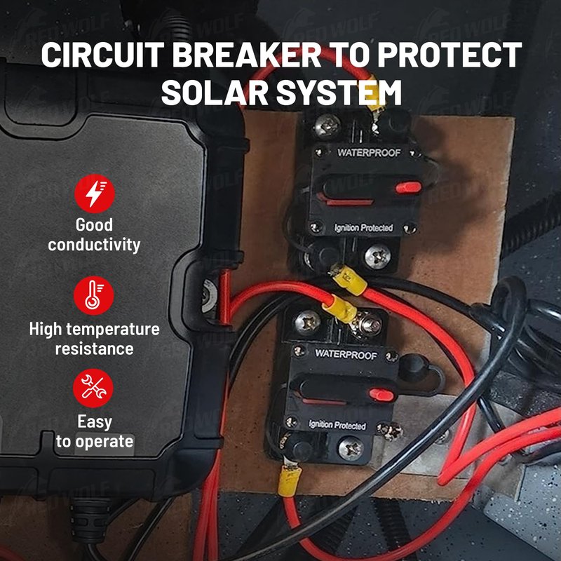 RED WOLF 60 Amp Circuit Breaker W/Ring Terminal 6 Gauge Connector Manual Reset Switch for Boat Trolling Motor Marine ATV Trailer Vehicles Stereo Audio Electronic Battery Solar System Inline Fuse