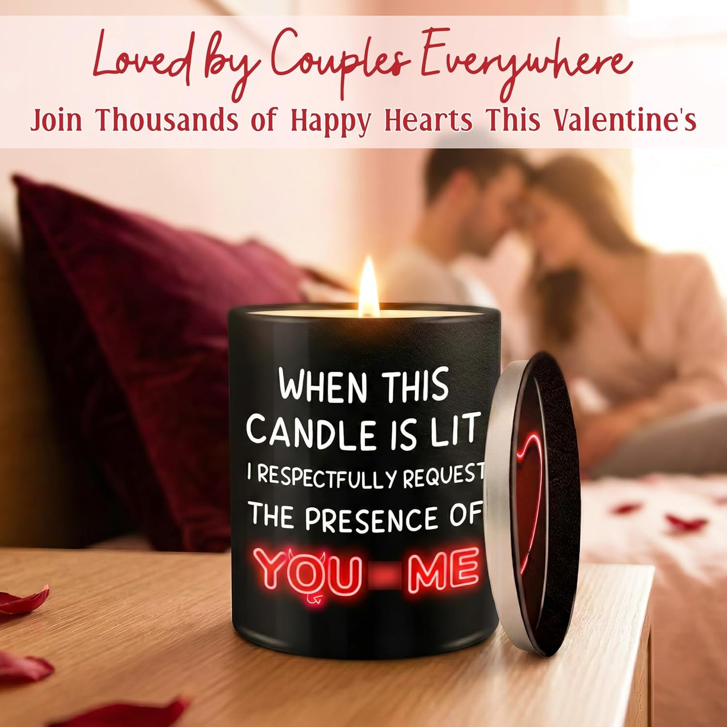 TEEZWONDER Valentines Day Gifts for Her Girlfriend - I Love You More Vanilla Lavender Romantic Candles 10 oz - Anniversary Valentines Birthday Gifts for Wife Men Women Girlfriend Boyfriend Him Husband