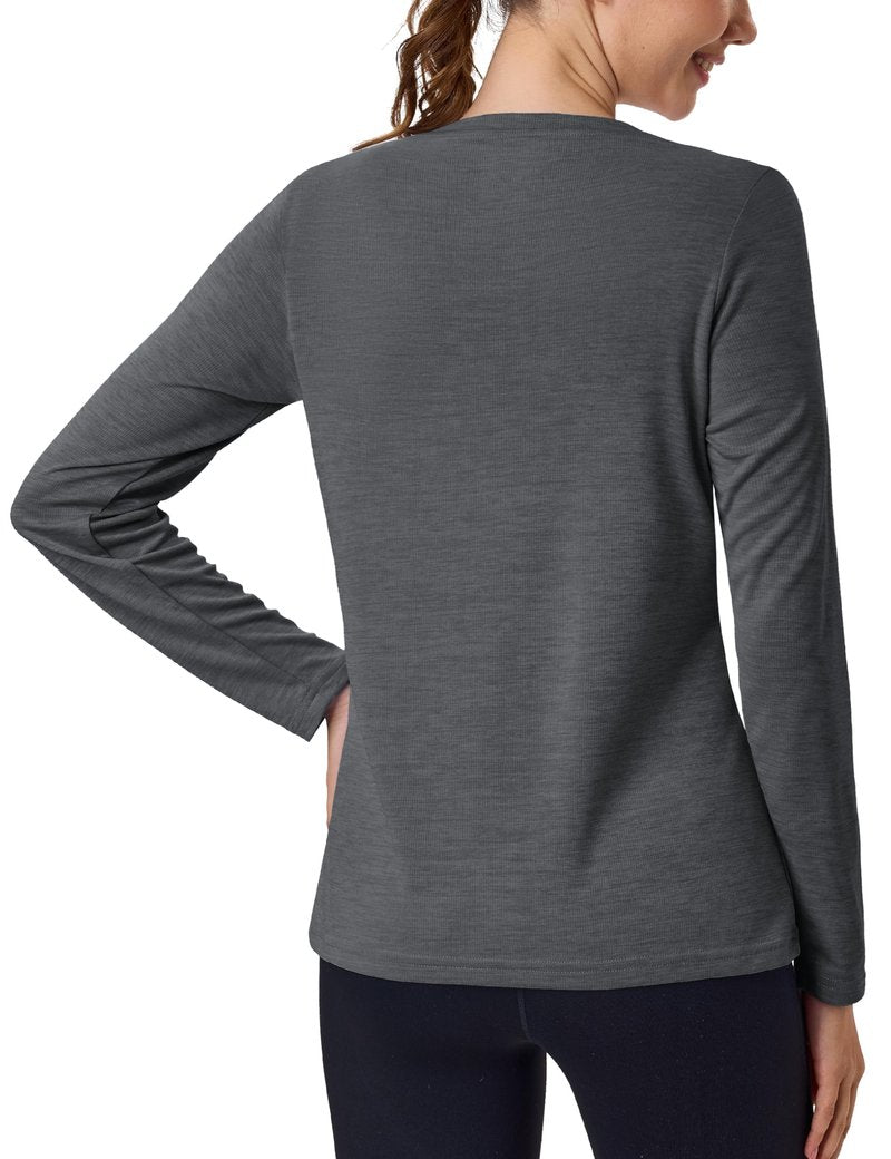 MAGCOMSEN Athletic Long Sleeve T Shirts for Women Workout Tops UPF 50+ UV Sun Shirt Quick Dry Running Hiking Tee Dark Grey, M