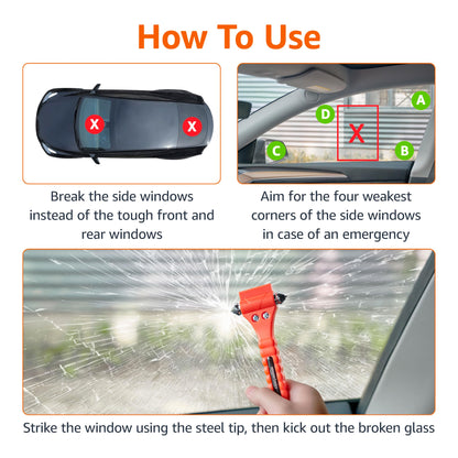 Amazon Basics Emergency Seat Belt Cutter and Window Hammer Tool, Car Accessories, 2 Pack, SW-835