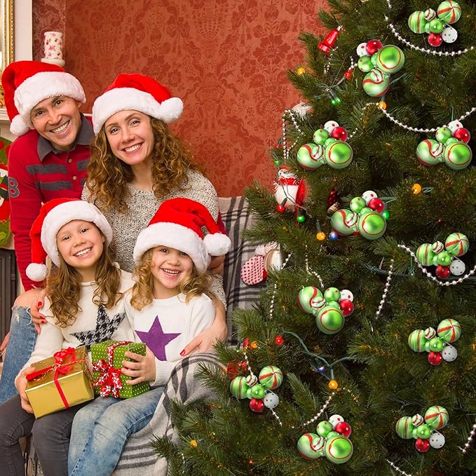 8 Pcs Lime Green Christmas Tree Picks 7.87 Inch Christmas Balls Ornaments Xmas Hanging Peppermint Decorations for Xmas Tree Topper DIY Wreath Holiday Floral Vase Fillers Crafts Home Decor