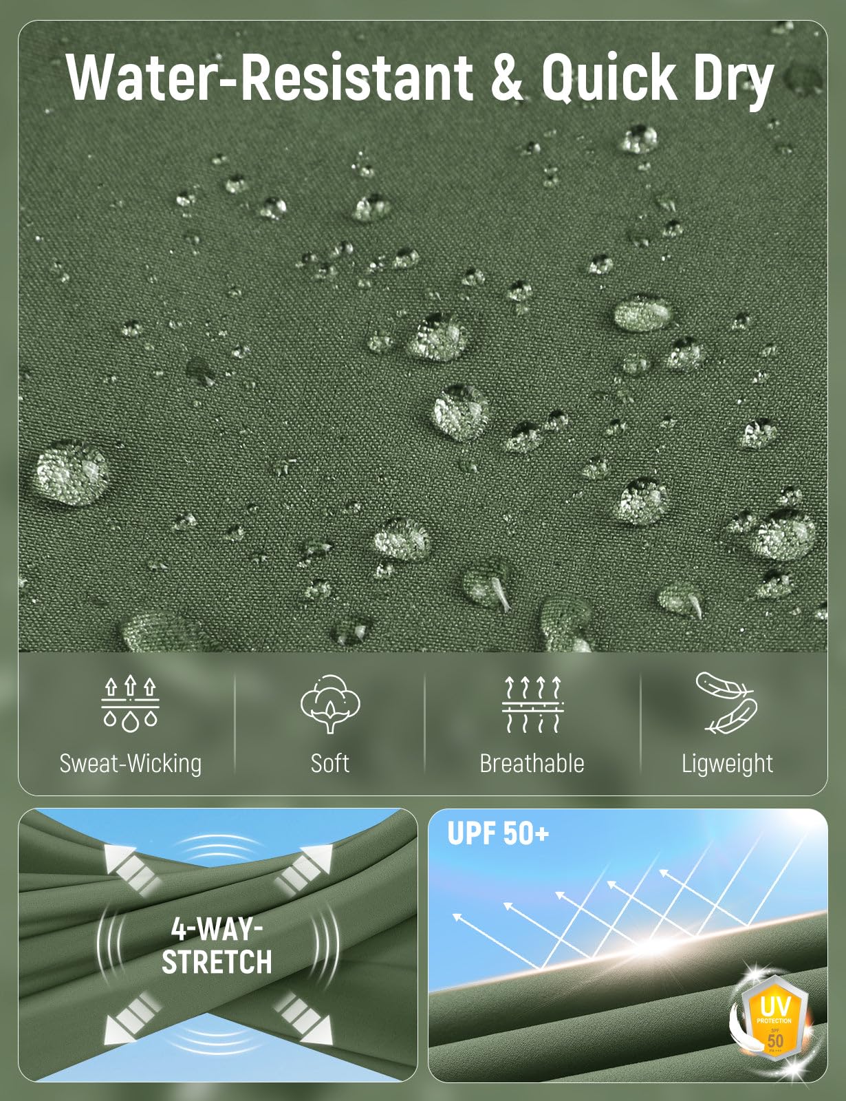 baleaf Women's Hiking Pants Quick Dry Water Resistant Lightweight Joggers Pant for All Seasons Elastic Waist Army Green Size XS