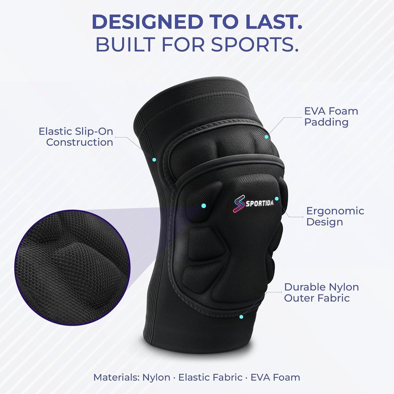 Sports Knee Pads - Ergonomic Segmented Padding for Enhanced Protection | Youth & Adult Sizes, 1 Pair