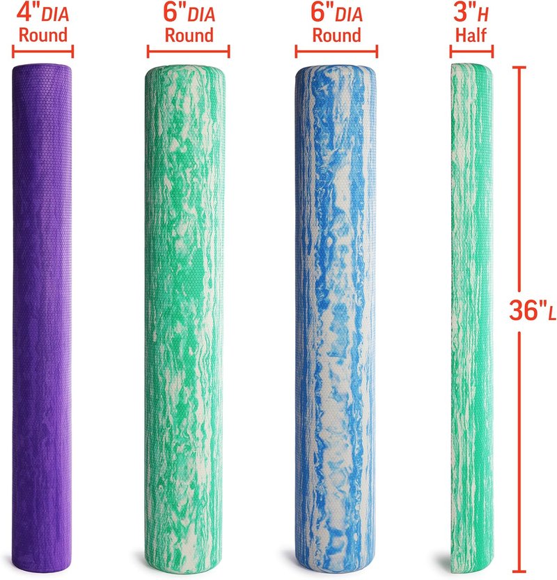 PRO-ROLLER Foam Roller - Standard Density for Back Massage & Deep Tissue Relief | 36" x 6", Blue