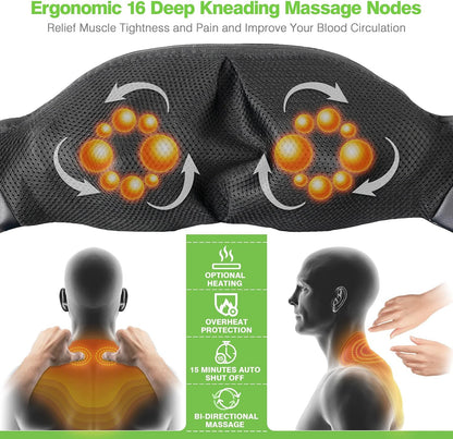 cotsoco Neck Massager,Shiatsu Shoulder and Back Massager with Heat, Electric Deep Tissue Massage Pillow for Body Muscle Pain Relief,Best Gifts Mom Dad Women Men,Home, Office Car Use
