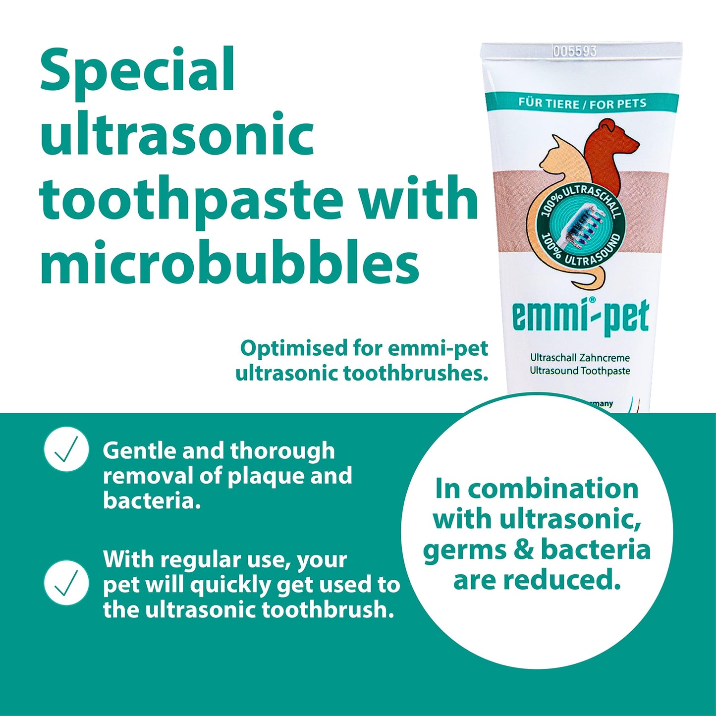 Emmi®-pet 2.0 PRO+ Oral & Skin Care Set Electric Toothbrush Set for Pets. Patented 100% ultrasonic no Brushing Technology deep-Cleans - for Healthier Teeth & Gums & Fresher Breath. Made in Germany.