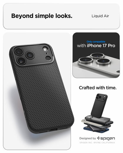 Spigen Liquid Air Case Compatible with iPhone 17 Pro (2025) [Military-Grade Drop Protection] - Matte Black