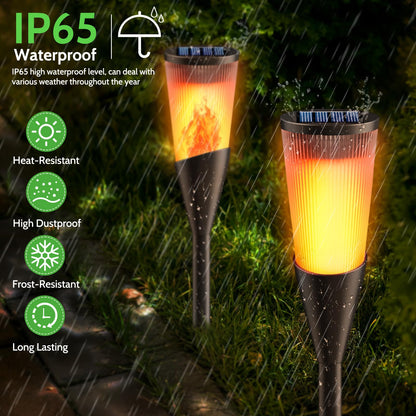 FIFIying Solar Lights Outdoor Garden, 6 Pack Solar Torch Light with Flickering Flame 600mAh Pathway Light Outside IP65 Waterproof Outdoor Decor for Patio Pathways Lawn Yard Decoration