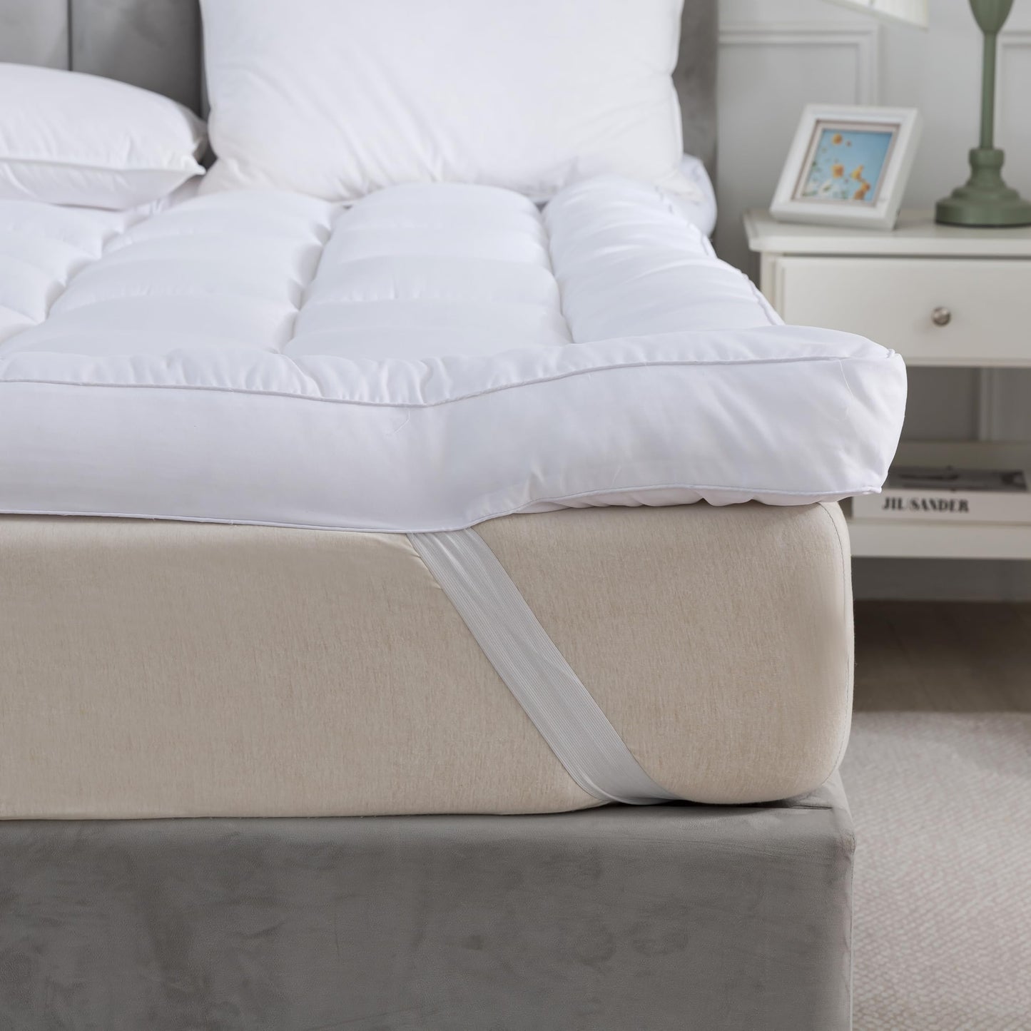 Hotel Quality Box Stitched Microfibre Mattress Topper 5cm Super soft Heavy Fill Orthopaedic Anti Allergy Quilted Mattress Topper (Double,137Cm X190cm)