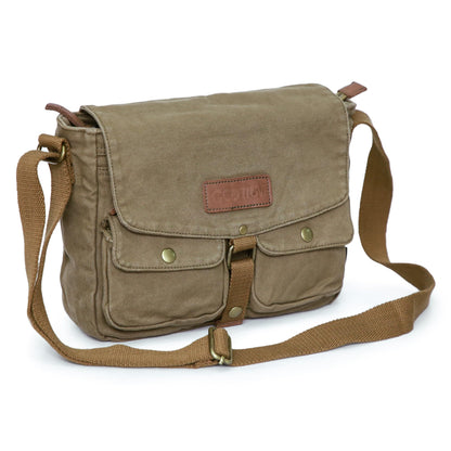 GOOTIUM Vintage Canvas Messenger Bag Men’s Crossbody Bag, Army Green