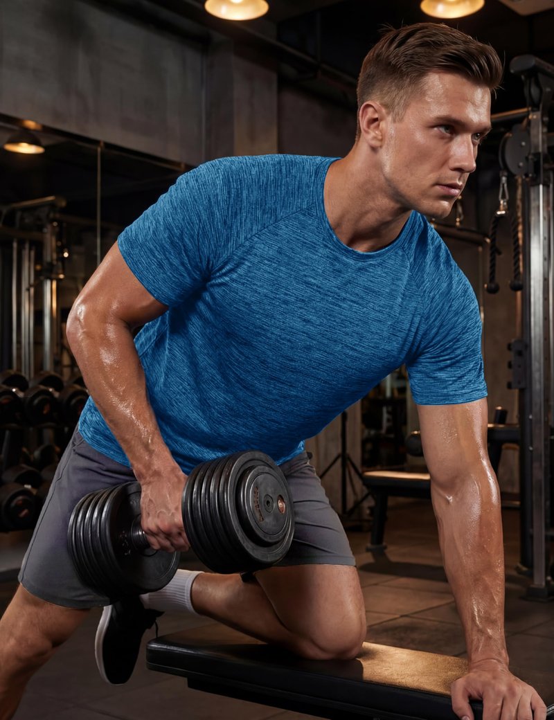MAGCOMSEN Mens Short Sleeve Shirts Workout Shirt Quick Dry Moisture Wicking Athletic Gym Running Soft T-Shirt Medium Blue L